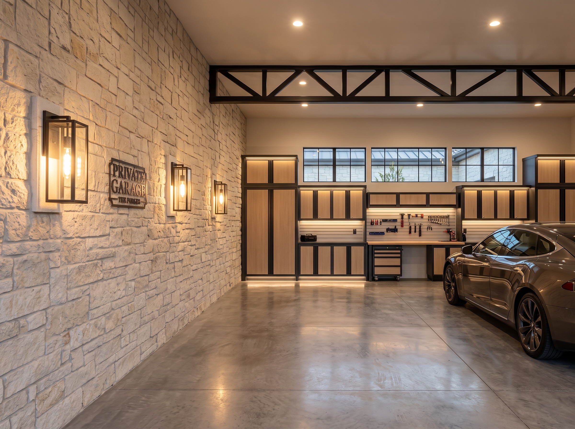 Modern Garage Interior with Storage